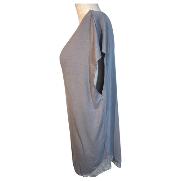 Victorias Secret Gray Sheer Polka V Neck Top Womens M Polka Dot Lace Trim - Picture 5 of 7